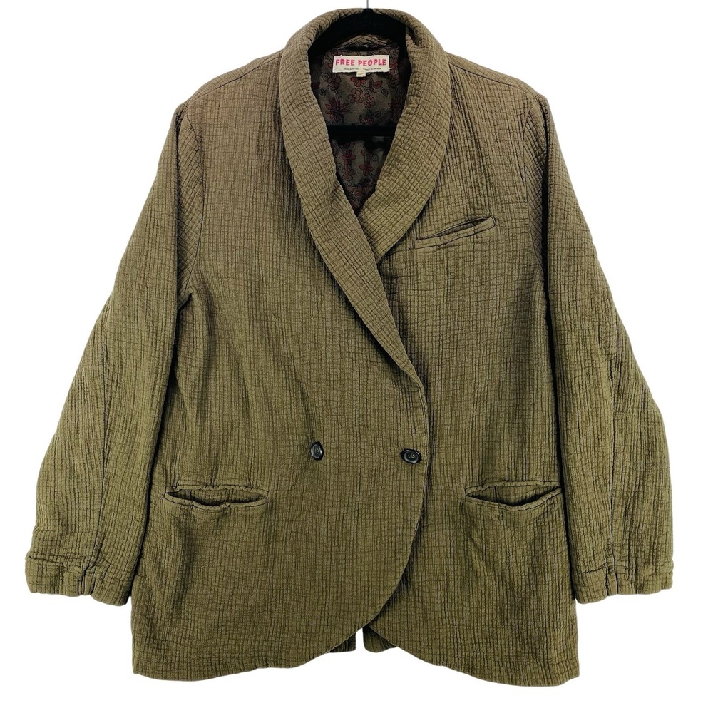 Free People Olive Green Blazer Jacket - Picture 3 of 12